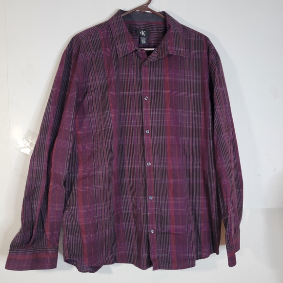 Mens CK Calvin Klein Long Sleeve Button Front 100% Cotton Size XL - Picture 1 of 10